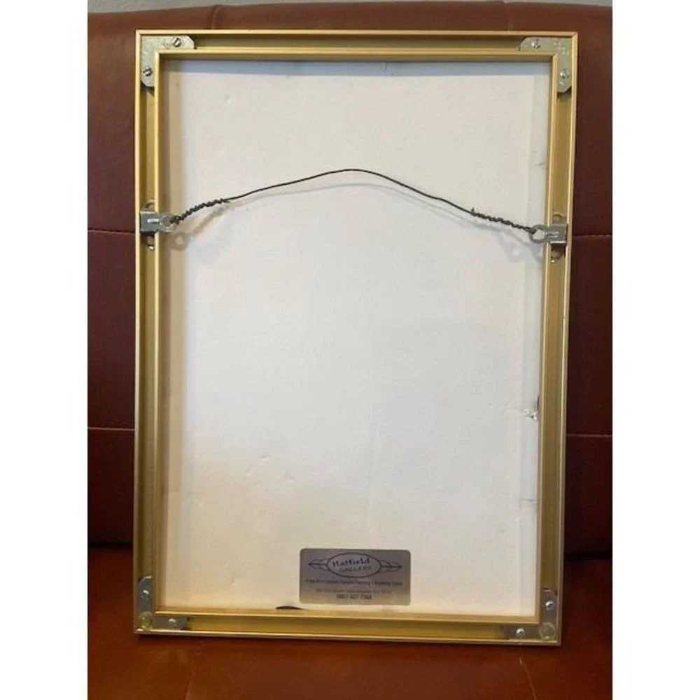 Egyptian Papyrus Art Signed Tarek Hieroglyphic Alphabet Ankh Vintage Frame 16x11
